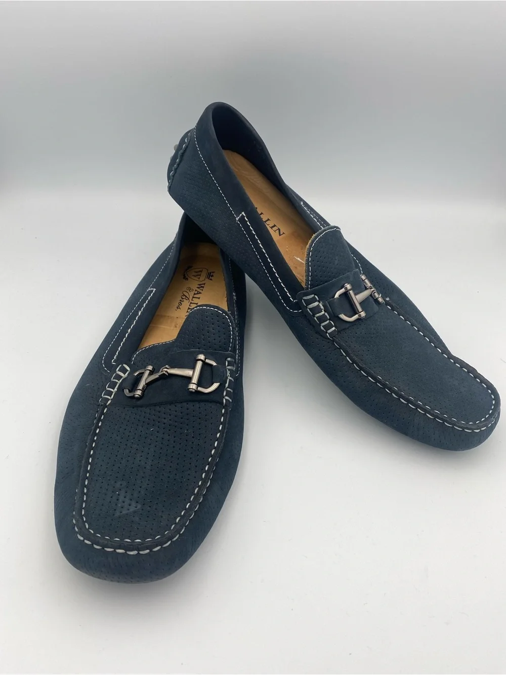 Men's Navy Suede Bit-Detail Slip-On Loafers